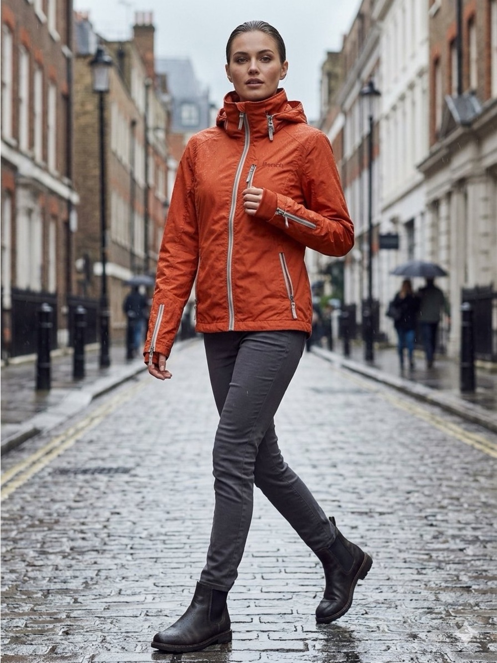 Bench Women's Orange Hooded Ski Jacket